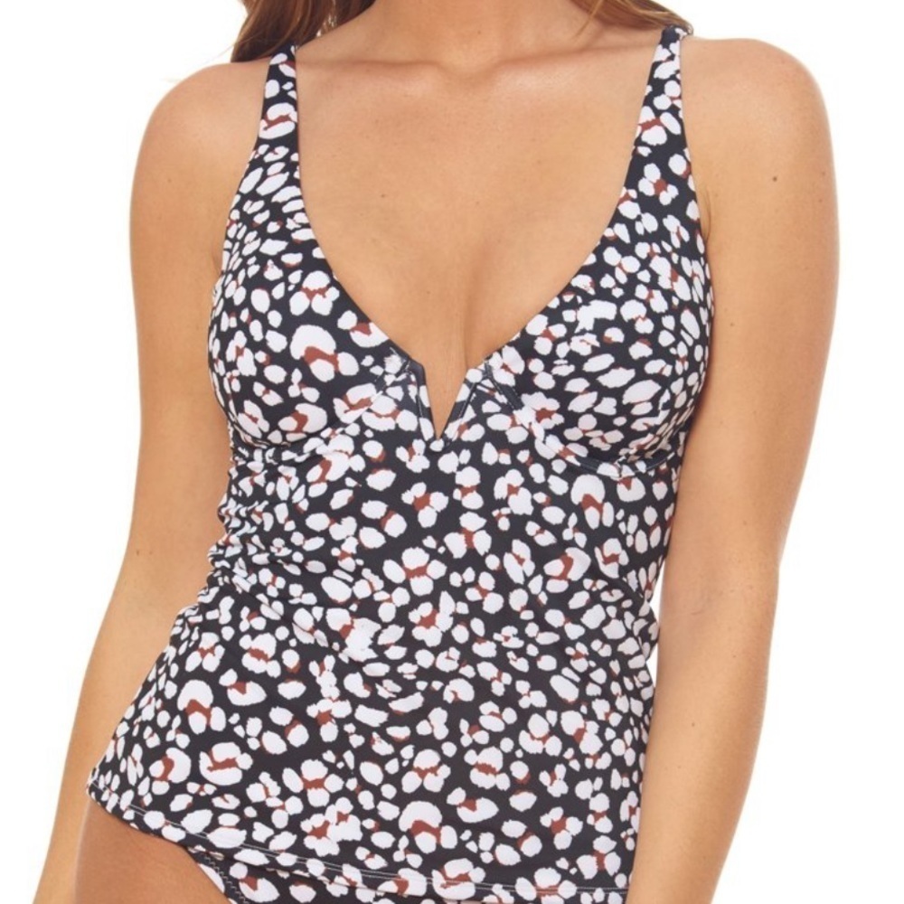 JESSICA Simpson Leopard Tankini Swim Top Size L